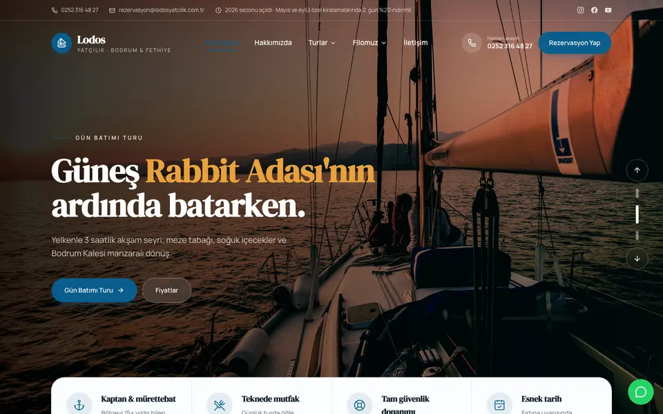 Tekne Turu & Yat Kiralama web sitesi şablonu