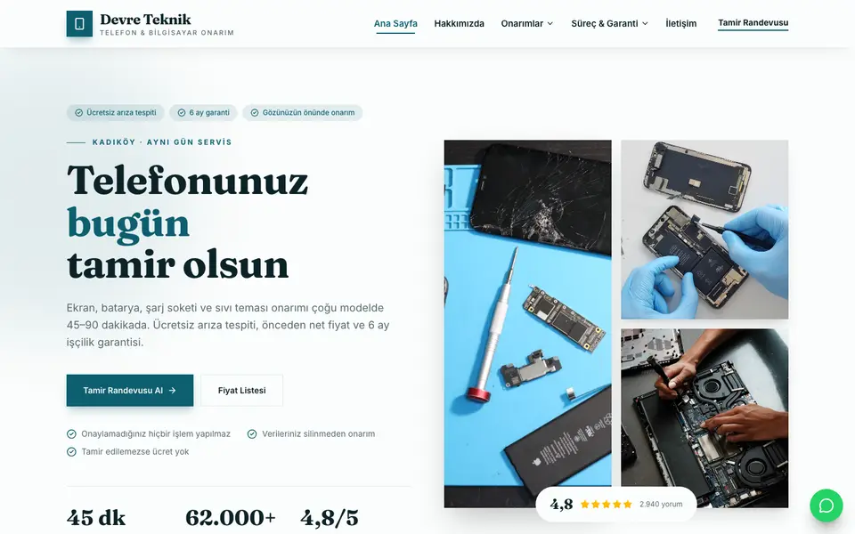 Telefon Tamiri · Atölye şablonu