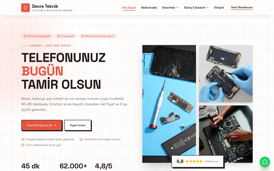 Telefon Tamiri · Brutal şablonu