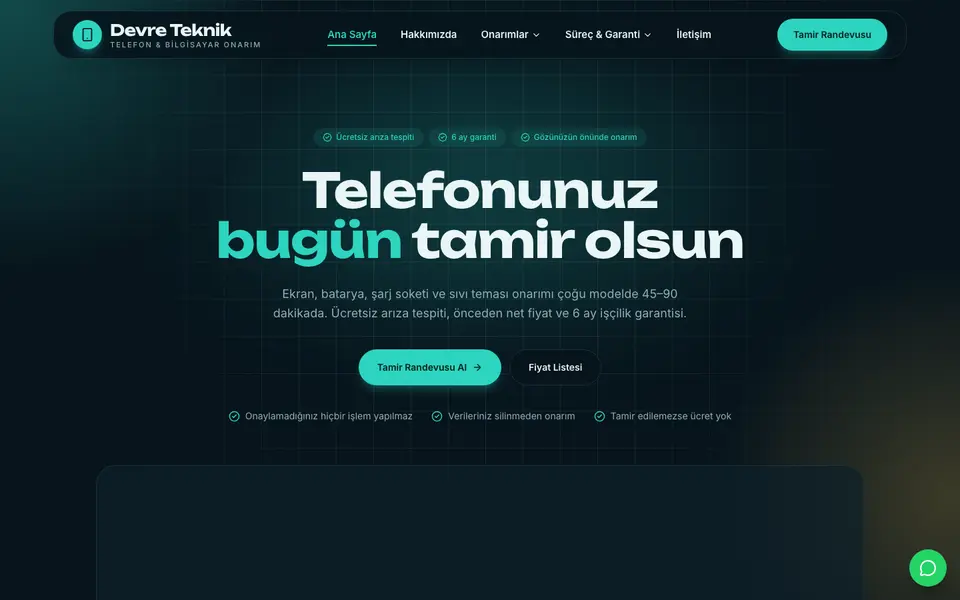 Telefon Tamiri · Cam şablonu