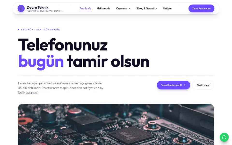Telefon Tamiri · Canlı şablonu