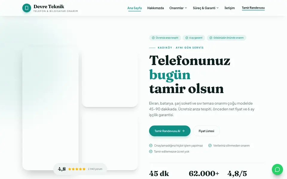 Telefon Tamiri · Doğal şablonu