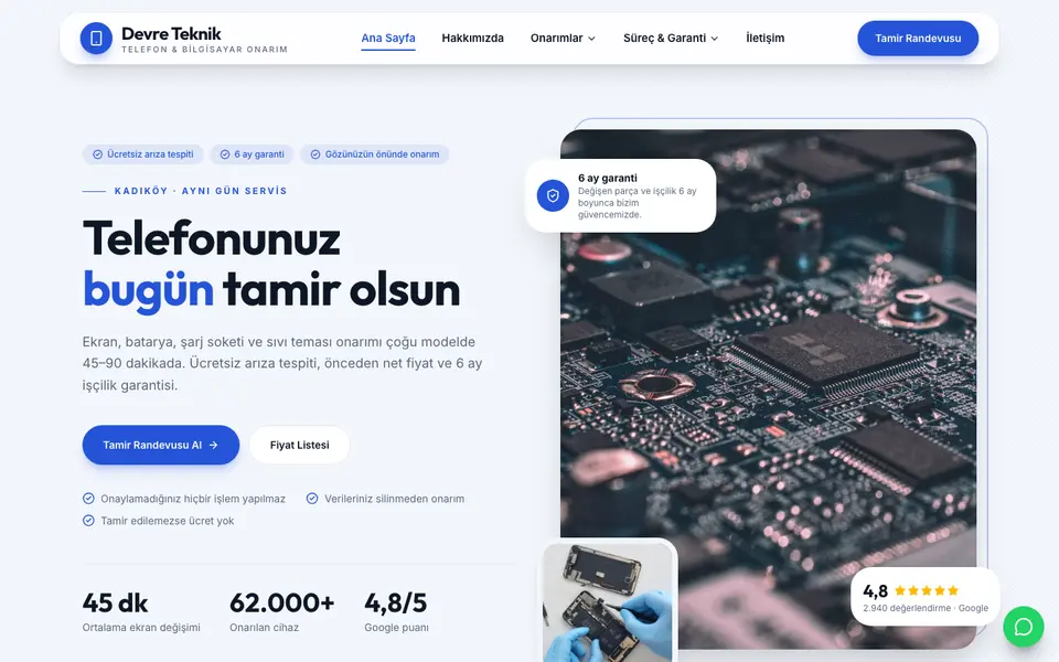 Telefon Tamiri · Modern şablonu