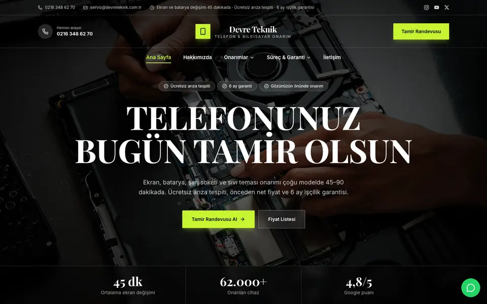 Telefon Tamiri · Prestij şablonu
