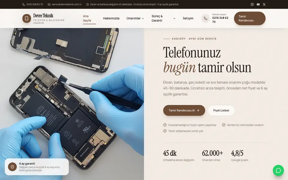 Telefon Tamiri · Retro şablonu