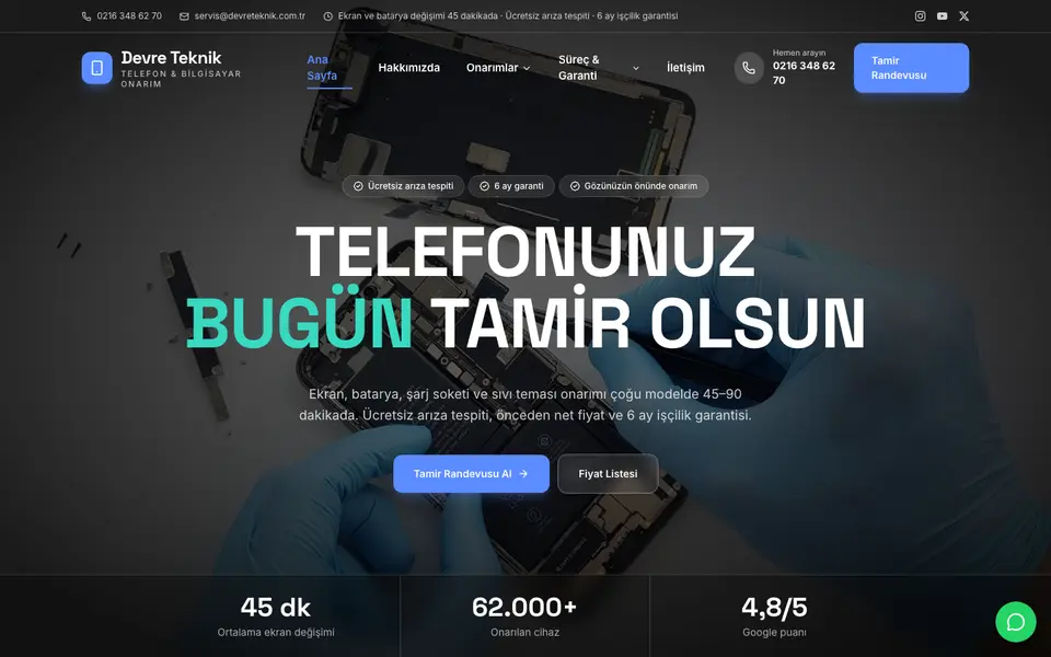 Telefon Tamiri · Sahne şablonu