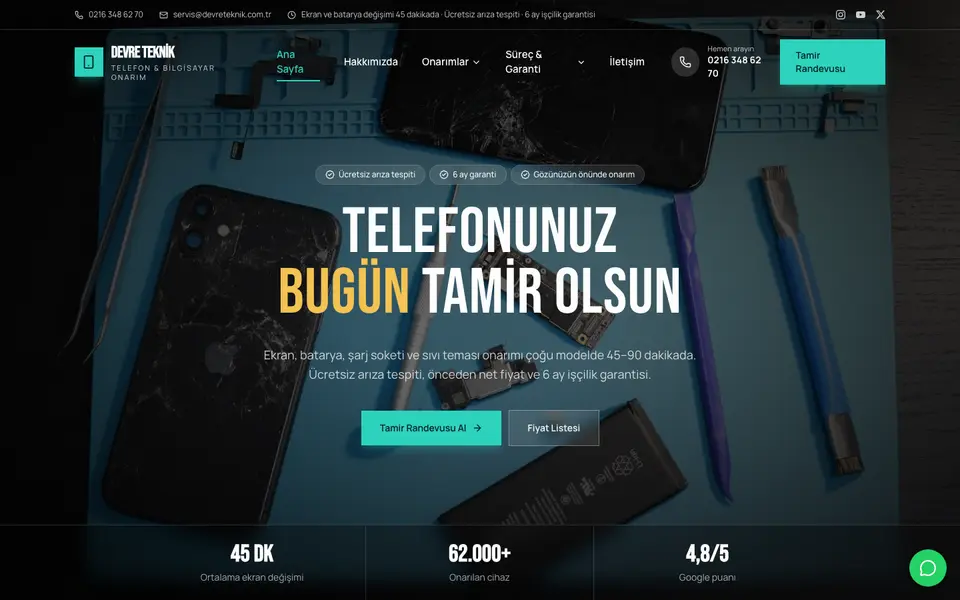 Telefon Tamiri · Sinema şablonu