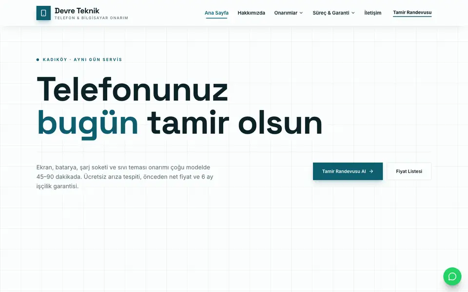 Telefon Tamiri · Teknik şablonu