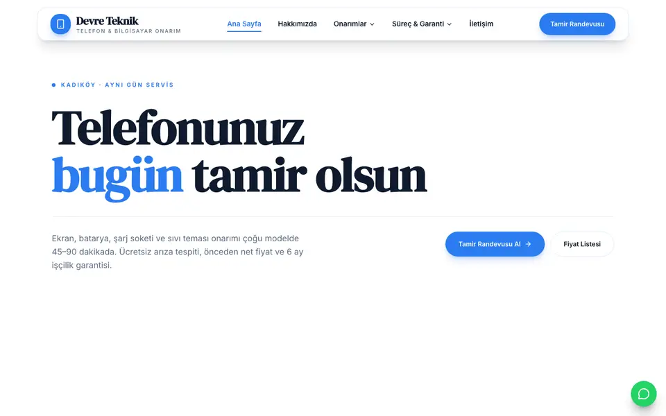 Telefon Tamiri · Vitrin şablonu