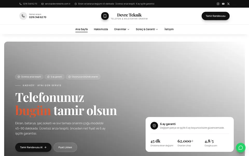Telefon Tamiri · Zarif şablonu