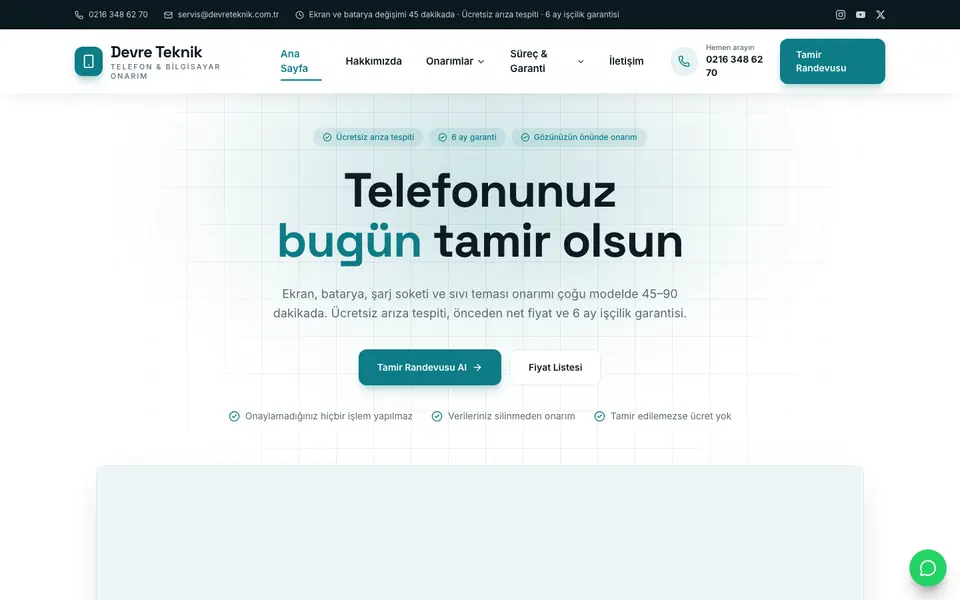 Telefon Tamiri web sitesi şablonu