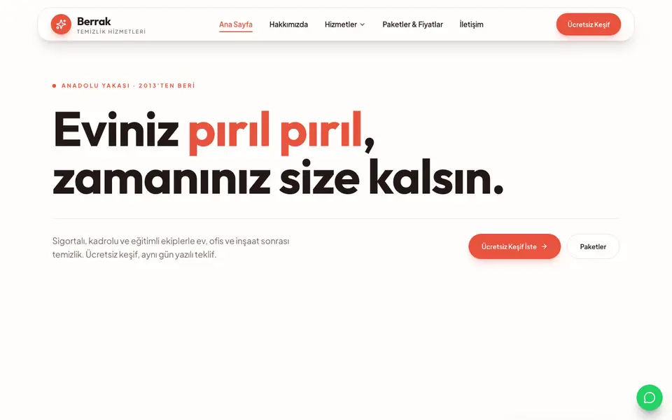 Temizlik Şirketi · Canlı şablonu