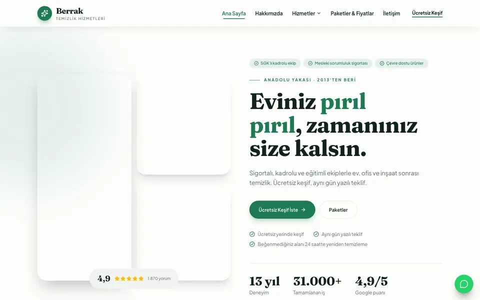 Temizlik Şirketi · Doğal şablonu