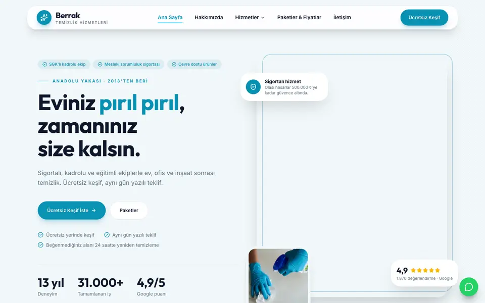 Temizlik Şirketi · Modern şablonu