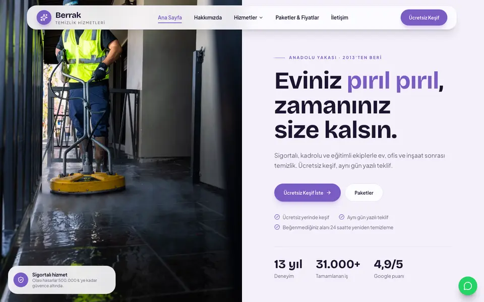 Temizlik Şirketi · Pastel şablonu