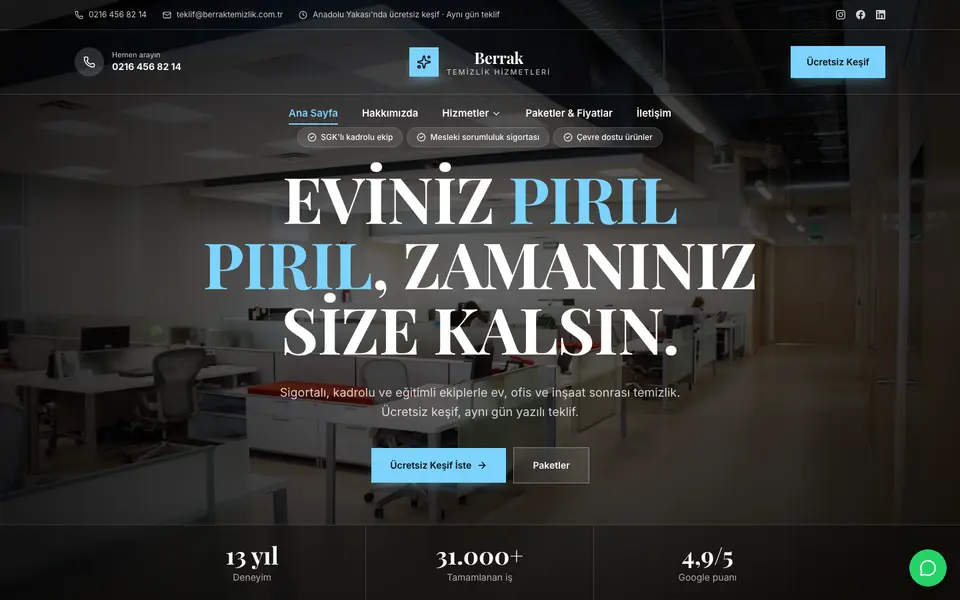 Temizlik Şirketi · Prestij şablonu