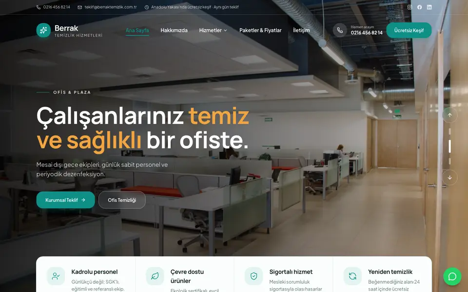 Temizlik Şirketi web sitesi şablonu