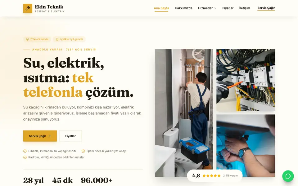 Tesisat & Elektrik · Atölye şablonu
