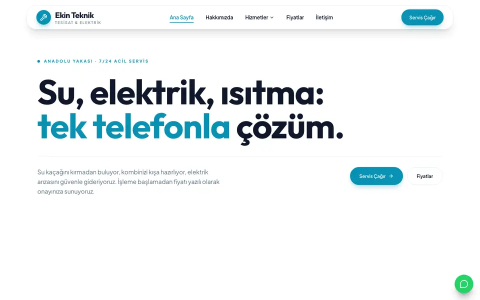 Tesisat & Elektrik · Canlı şablonu