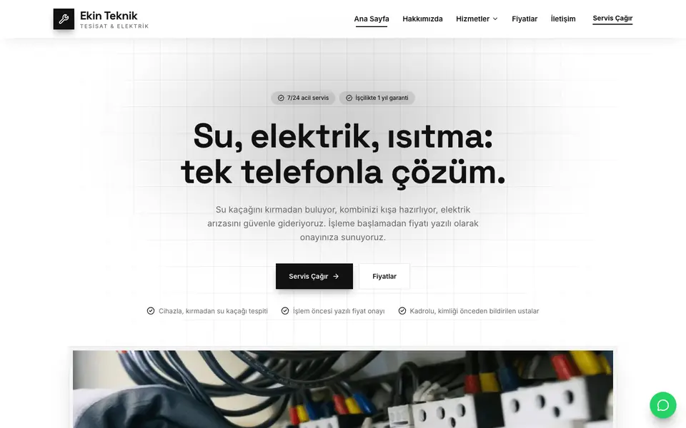 Tesisat & Elektrik · Minimal şablonu