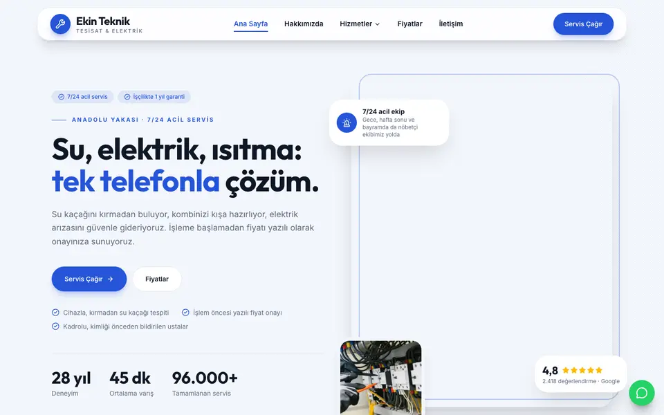Tesisat & Elektrik · Modern şablonu