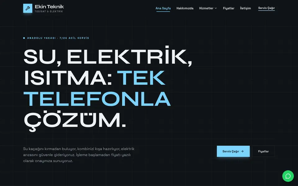 Tesisat & Elektrik · Monokrom şablonu