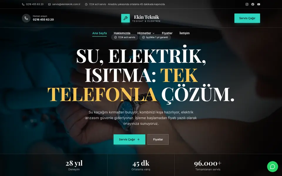 Tesisat & Elektrik · Prestij şablonu