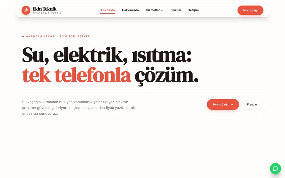 Tesisat & Elektrik · Vitrin şablonu