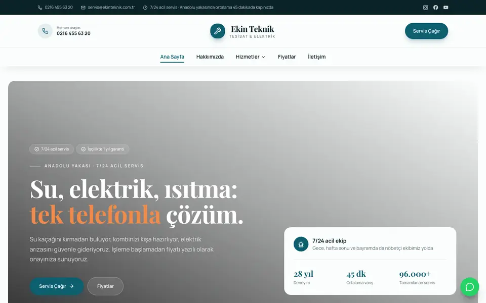 Tesisat & Elektrik · Zarif şablonu