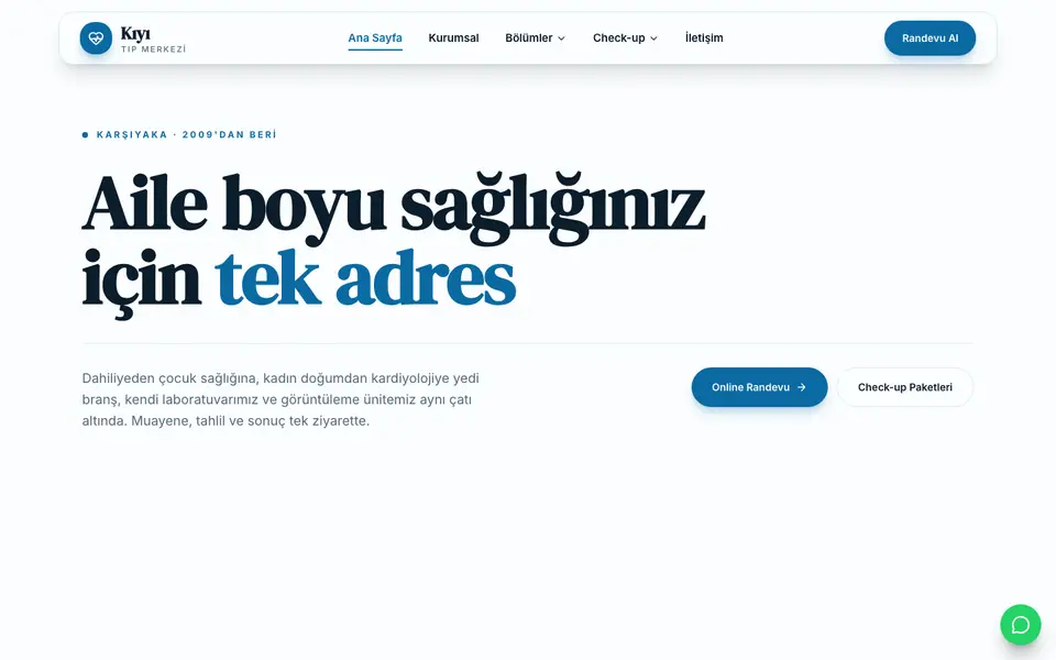 Tıp Merkezi · Vitrin şablonu