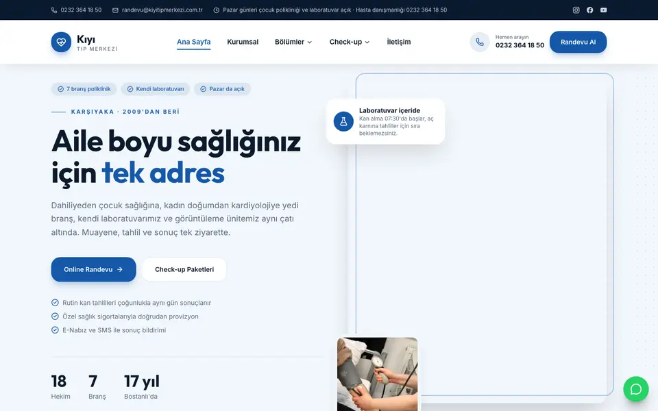 Tıp Merkezi web sitesi şablonu