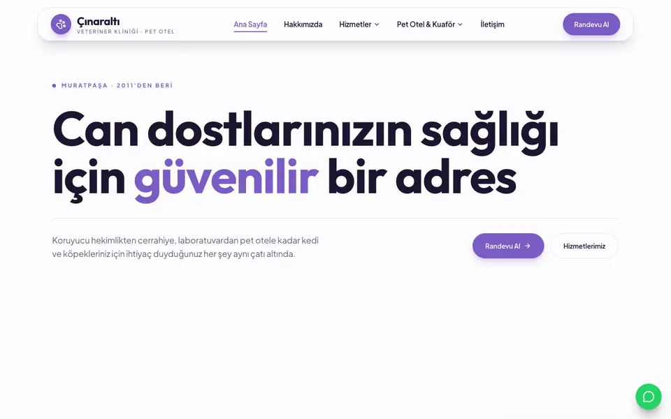 Veteriner Kliniği · Canlı şablonu