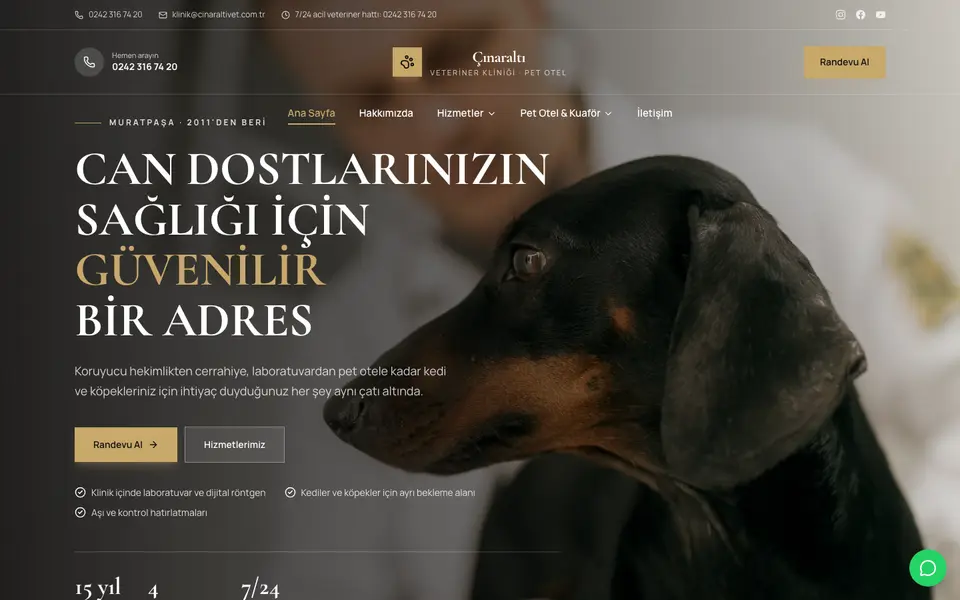 Veteriner Kliniği · Lüks şablonu