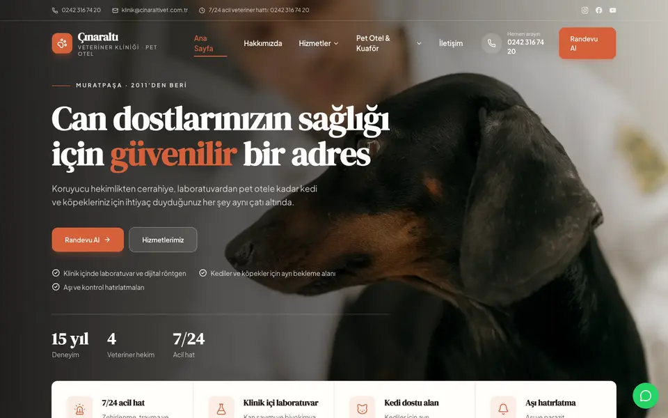 Veteriner Kliniği web sitesi şablonu