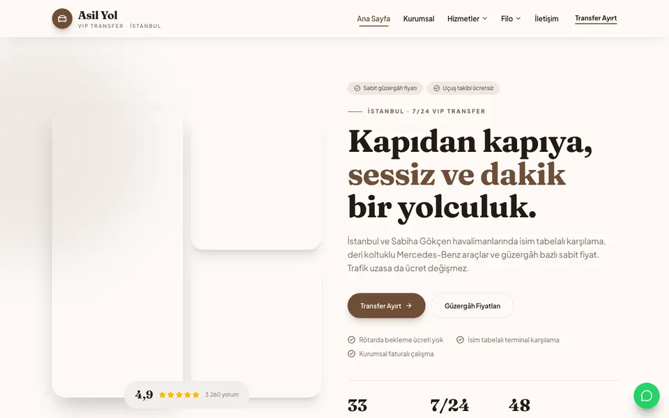 VIP Transfer · Doğal şablonu