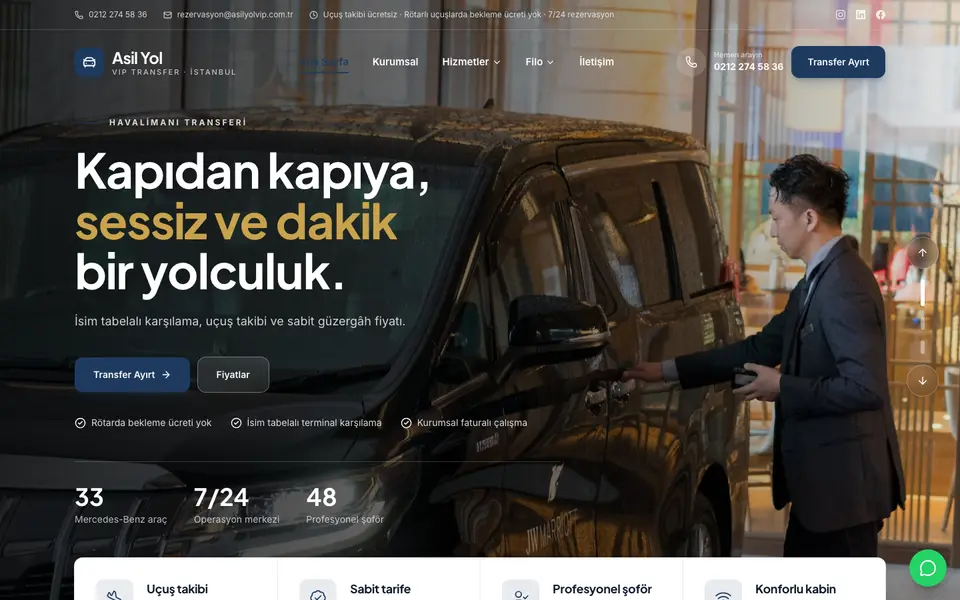 VIP Transfer · Klasik şablonu