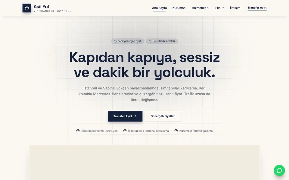 VIP Transfer · Minimal şablonu