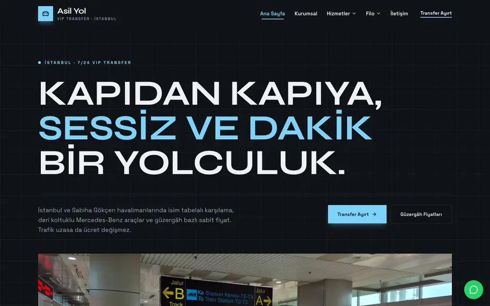 VIP Transfer · Monokrom şablonu
