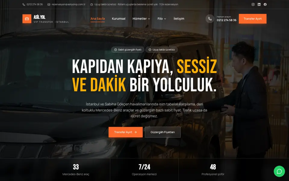 VIP Transfer · Sinema şablonu