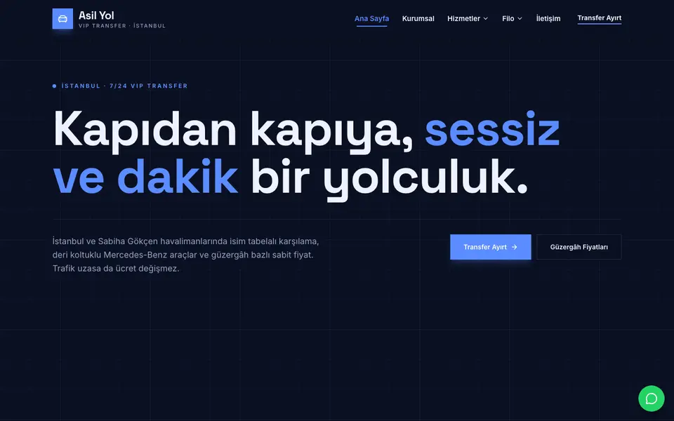 VIP Transfer · Teknik şablonu