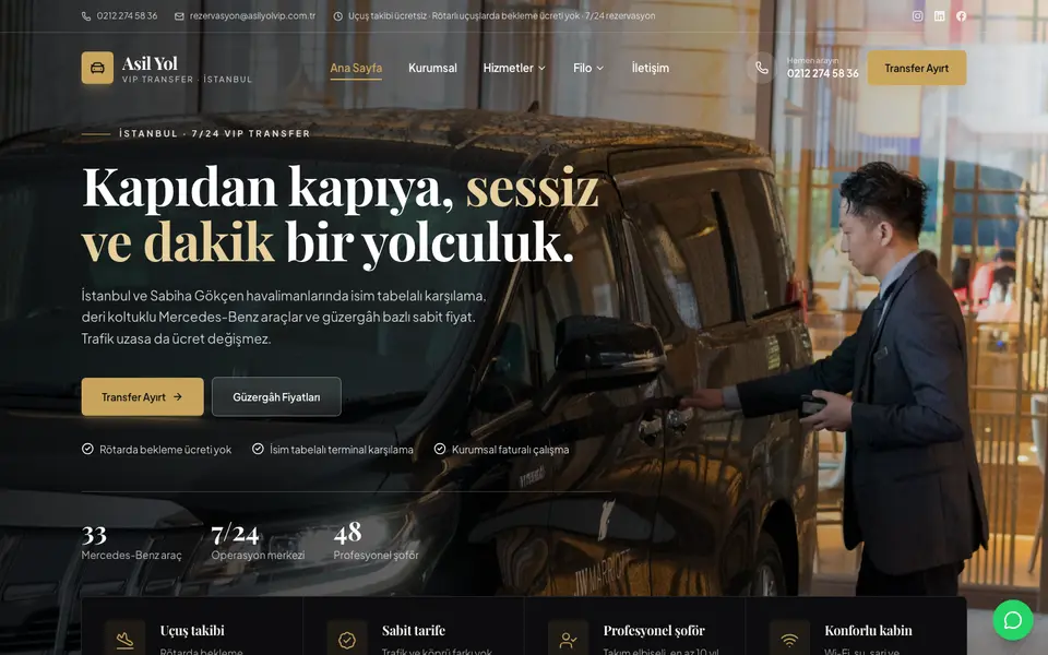 VIP Transfer web sitesi şablonu