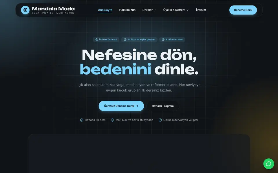 Yoga & Pilates · Cam şablonu