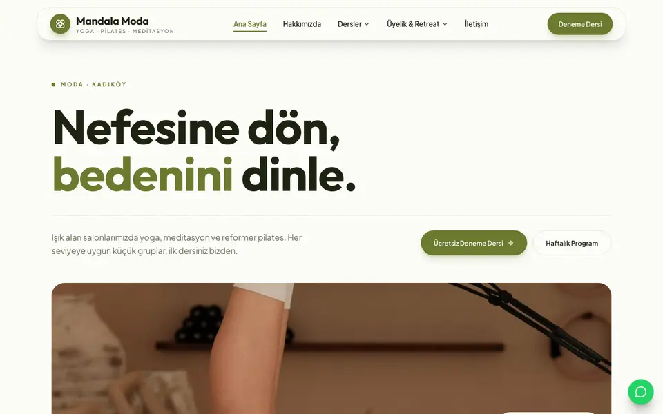 Yoga & Pilates · Canlı şablonu