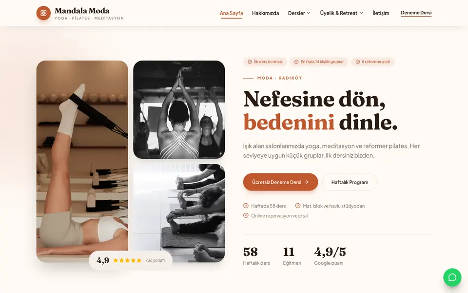 Yoga & Pilates · Doğal şablonu