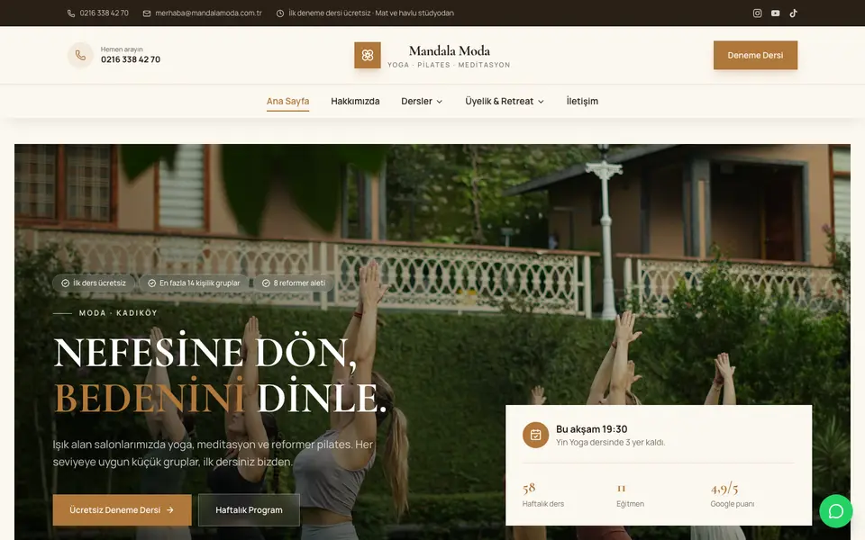 Yoga & Pilates · Elit şablonu