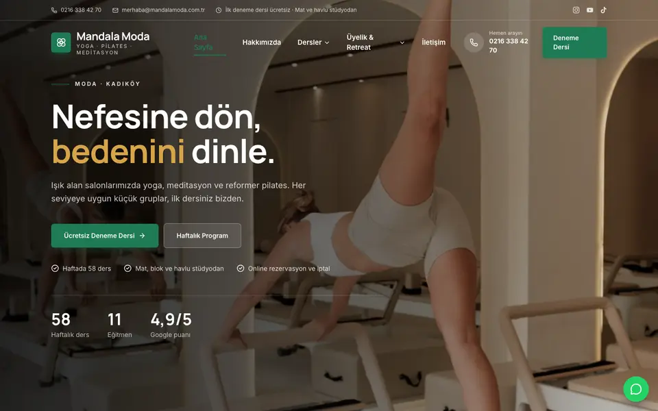 Yoga & Pilates · Kurumsal şablonu