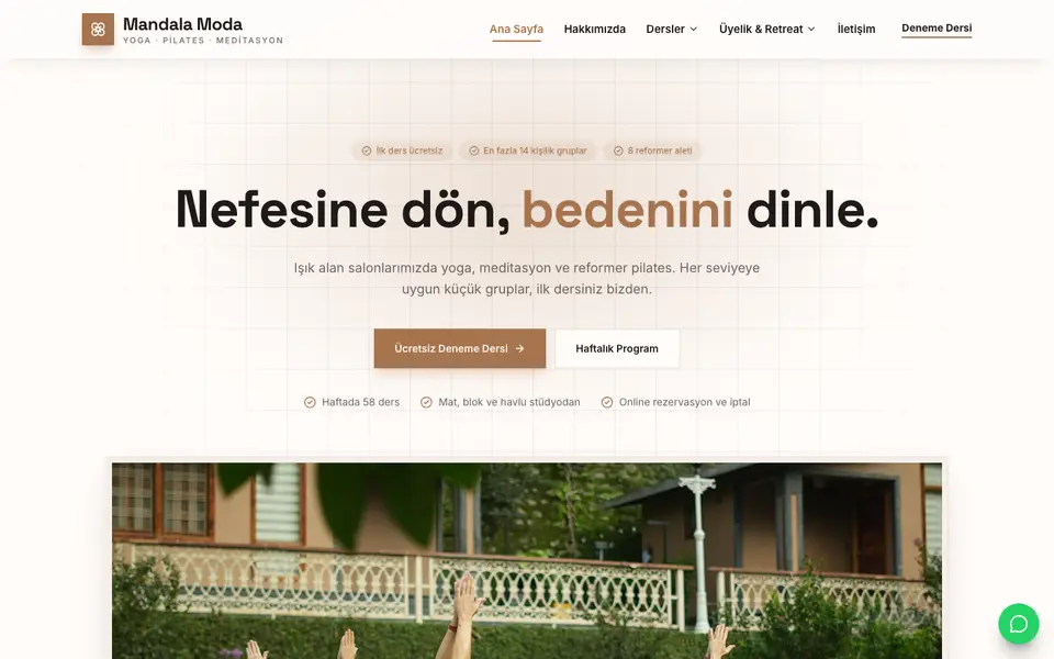 Yoga & Pilates · Minimal şablonu