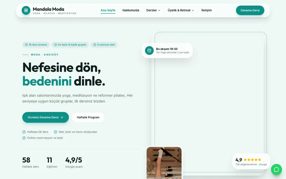 Yoga & Pilates · Modern şablonu