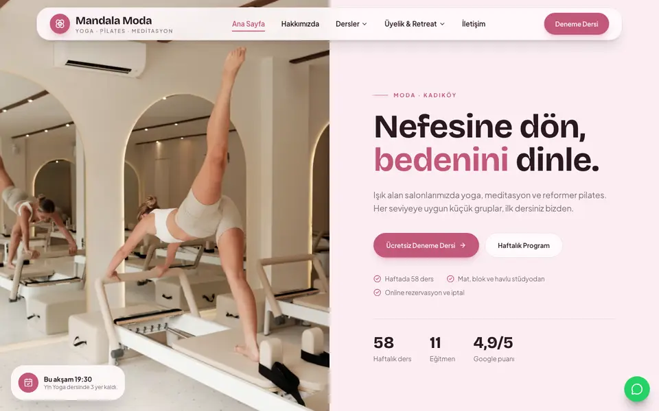 Yoga & Pilates · Pastel şablonu