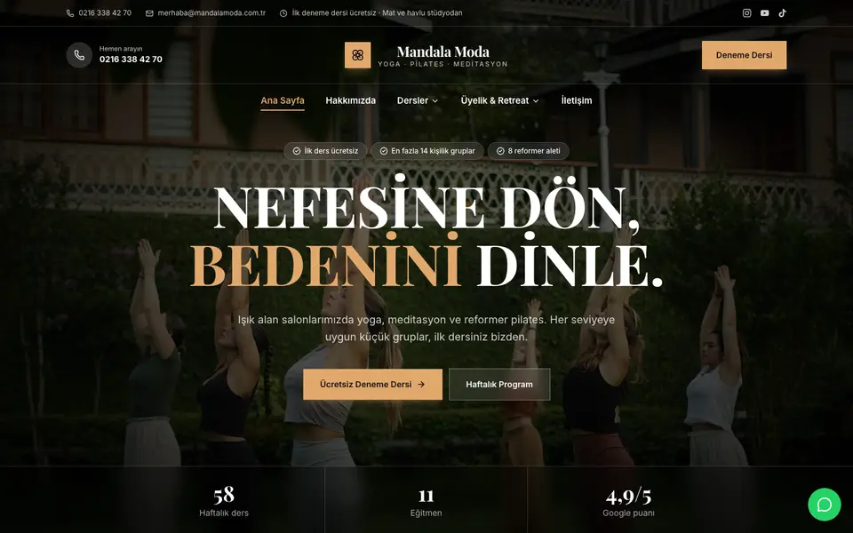 Yoga & Pilates · Prestij şablonu